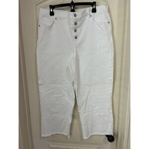 LOFT OUTLET WOMENS WIDE LEG  DENIM JEANS SIZE 16 WHITE